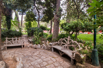 View of the beautiful garden of Alameda located in Faro, Portugal.