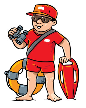 Funny lifeguard. Children vector illustration