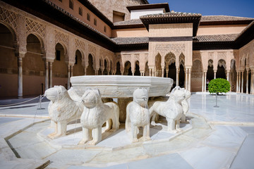 The Court of Lions, Granada, Alhambra, Spain - obrazy, fototapety, plakaty