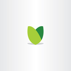 green leaf logotype v letter sign icon vector design