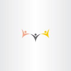 Fototapeta premium multiracial people hold hand vector icon logo