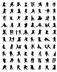 Black silhouettes of tango players, vector