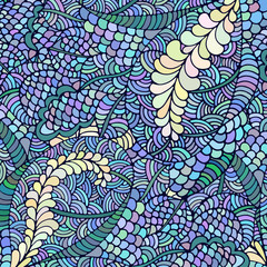 Stylized floral abstract floral wave ornaments