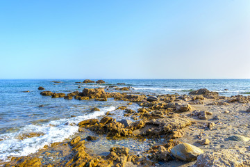Fototapeta na wymiar Beach with rocks in Crete, Greece
