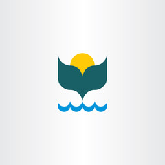 whale tail ocean sun vector summer icon