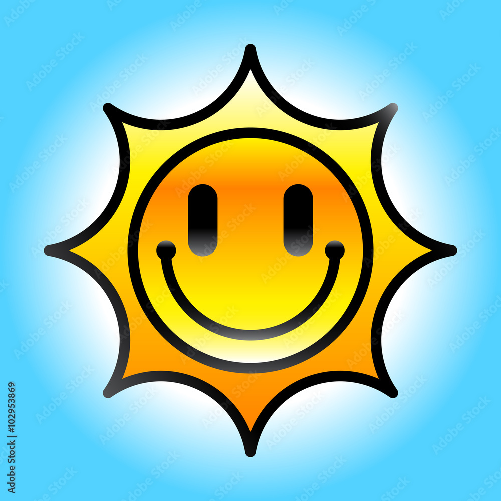 Sticker sun vector icon