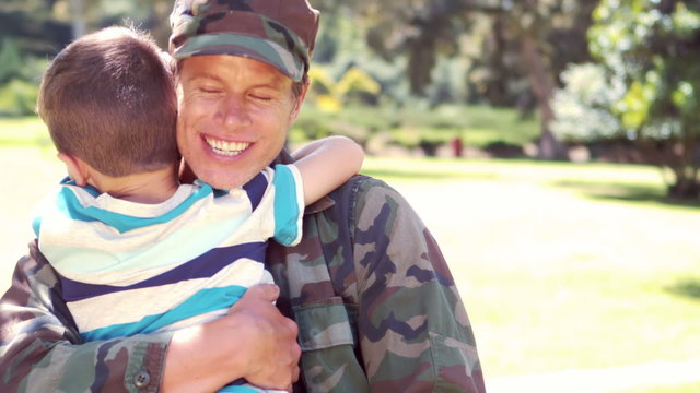  Handsome soldier reunited with his son