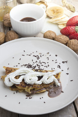 pancakes with cream and chocolate