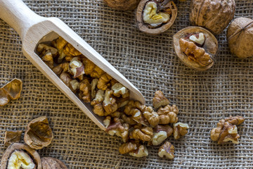 walnut close-up view from above