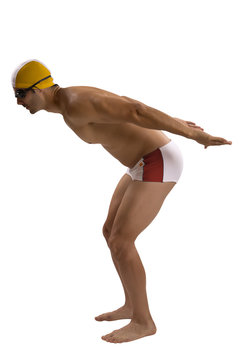  Portrait of man in swimsuit; professional swimmer with Spanish