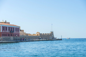 Obraz premium Port of Chania in Crete, Greece