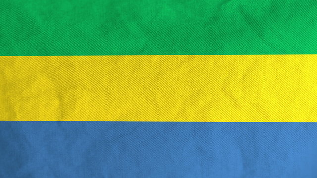 Gabonese flag waving in the wind (full frame footage in 4K UHD resolution).