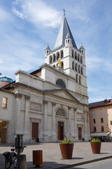 View of the cathedral in city centre of Annecy