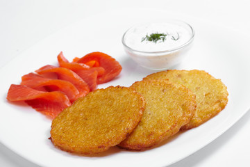potato pancakes with salmon