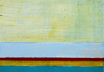 A detail from an abstract painting; horizontal bands of colour