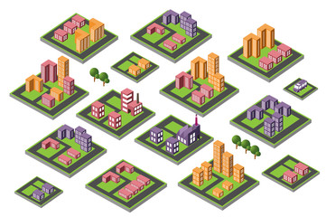 set of icons isometric house