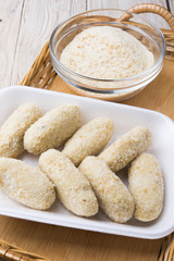 raw croquettes to fry in pan or in fryer