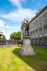 Ireland, Dublin, the Burke monument at the  Trinity College entrance