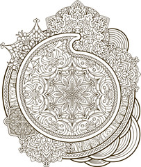 Beautiful vintage paisley ornament, mandala can be used as a gre