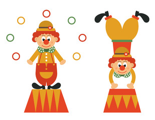 clown on a pedestal and funny clown