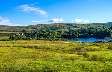 Ireland, Calway county, Connemara area, landscape seen from the Kylemore abbey on the Pollacappul lake