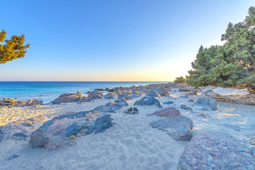 Amazing sunset at Kedrodasos beach in Crete, Greece