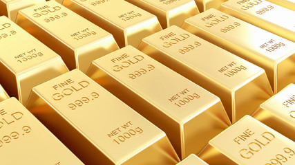 Golden bars isolated