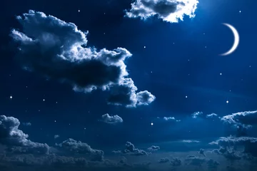 Foto auf Acrylglas Nachthimmel mit Sternen und Vollmondhintergrund © Ruslan Ivantsov