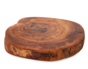 Board from old olive tree isolated