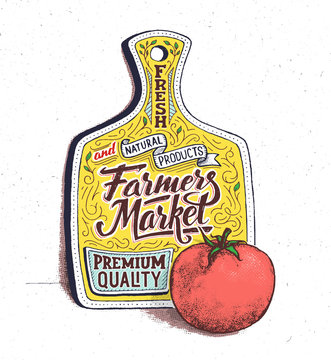 Farmers Market Hand Lettering. Vintage Poster