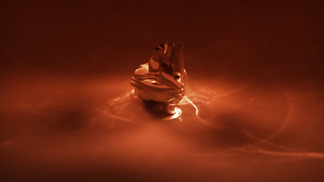 3d rotating silver model of human heart. Seamless loop. 