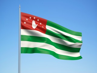 Abkhazia 3d flag floating in the wind with a blue sky background