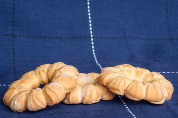 Baking, sweet biscuits and sprinkled with sweet sugar.