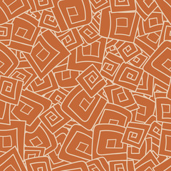 Seamless pattern from squares, spirals, rhombus