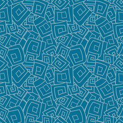 Seamless pattern from squares, spirals, rhombus