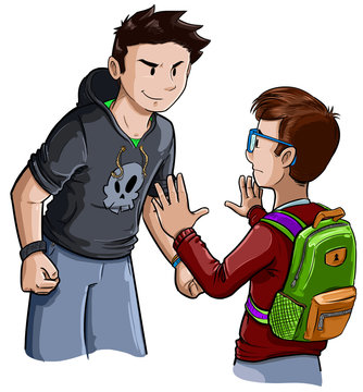 Acoso escolar ni&ntilde;o siendo intimidado por un acosador en el colegio