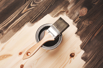 Paint brush on the can