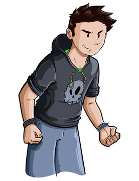 Ilustraci&oacute;n de joven acosador molestando a compa&ntilde;eros de clase bullying acoso escolar