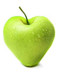 Apple in heart shape isolated on white
