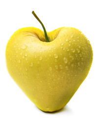 Apple in heart shape isolated on white