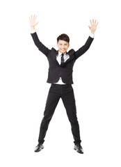 happy  young business man with successful gesture