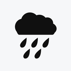 Raindrops falling of a black cloud icon