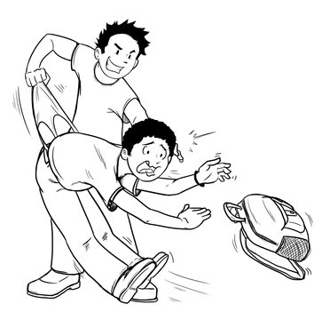 Dibujo a linea de acosador haciendo calz&oacute;n chino bullying acoso escolar