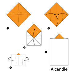 step by step instructions how to make origami A Candle.