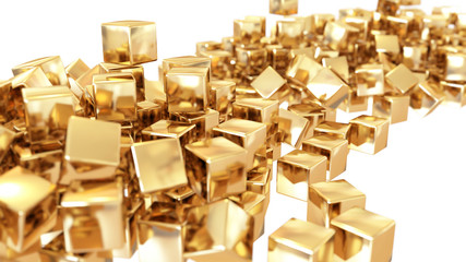 Golden cubes isolated