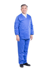 Fototapeta premium isolated old asian man doctor in blue uniform