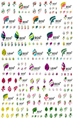 Set of geometric design eco leaves, go green nature concepts