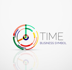 Vector abstract logo idea, time concept or clock business icon. Creative logotype design template