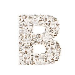 Abstract vector alphabet - B made from coffee icon