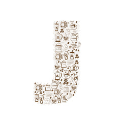 Abstract vector alphabet - J  made from coffee icon